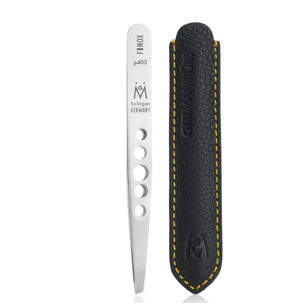 4403 - Slanted Perforated Eyebrow Tweezers FINOX® Surgical Steel Hair Remover by GERmanikure
