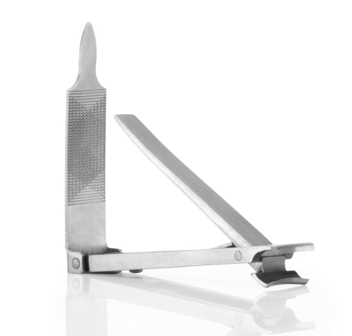 2pcs Travel Manicure Set - German FINOX® Surgical Stainless Steel: Flat Fingernail Clipper and Glass Nail File