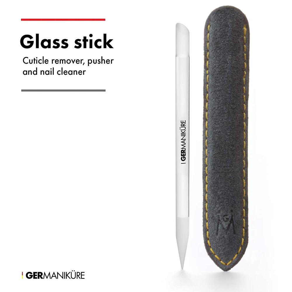 GERMANIKURE's Crystal Glass Manicure Stick and Cuticle Pusher in Leather case