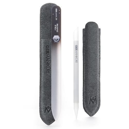 2pcs Genuine Patented Czech Crystal Glass Nail Files Set - Cuticle Stick and Crystal Glass Nail File