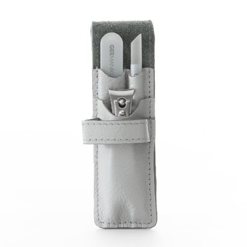 3pcs Travel Manicure Set - German FINOX® Surgical Stainless Steel: Fingernail Clipper, Glass Nail File and Cuticle Stick