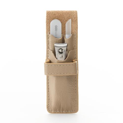 3pcs Travel Manicure Set - German FINOX® Surgical Stainless Steel: Fingernail Clipper, Glass Nail File and Cuticle Stick