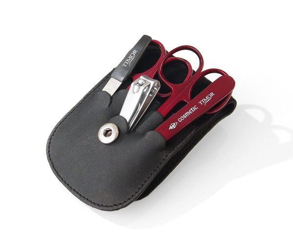 Black Leather Case for Manicure Instruments by Timor, Germany