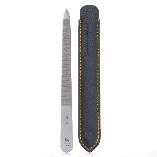 GERMANIKURE Triple Cut Metal Nail File in Leather Case, Made in Solingen Germany with FINOX® Surgical Stainless Steel, f15