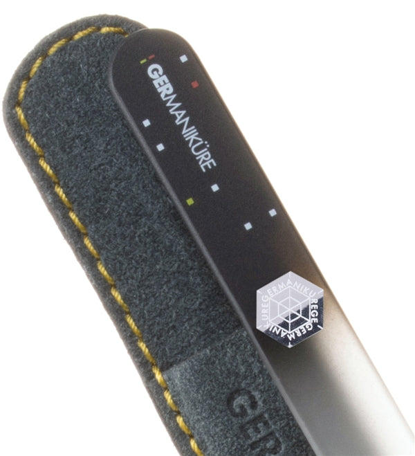 GERMANIKURE Genuine Czech "Crystal Glass Manicure Nail File" In Leather