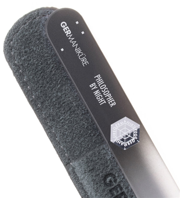 'PHILOSOPHER BY NIGHT' Genuine Czech Crystal Glass Nail File in Suede - Black