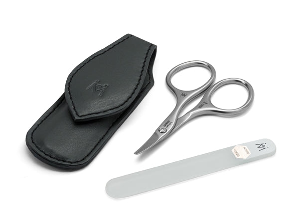 2pcs Baby Nail Grooming Set German FINOX® Surgical Stainless Steel: Toddler Safe Round Tip Scissors and Glass Nail File