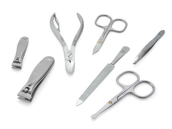 TopInox®"IMANTADO XL"- 7 pcs Matte Stainless Steel Manicure Set for Men by Niegeloh, Germany