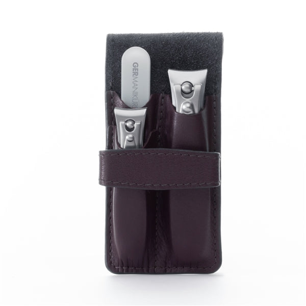 3pcs - Travel Manicure Set - German FINOX® Surgical Stainless Steel: Fingernail Clipper, Toenail Clipper and Glass Nail File