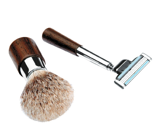 Deluxe Shaving Set with Palissandre d'Afrique Wood Handles by Erbe, Germany