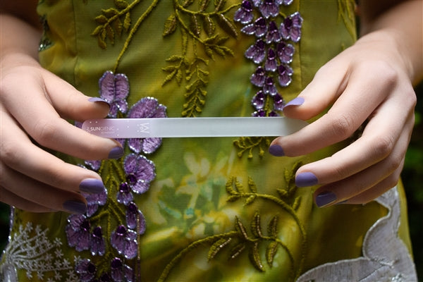 'HUG THE DOG' Genuine Czech Crystal Glass Nail File in Suede