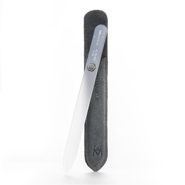 'ALL YOU NEED IS LESS' Genuine Czech Crystal Glass Nail File in Suede