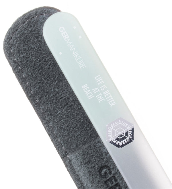 'LIFE IS BETTER AT THE BEACH' Genuine Czech Crystal Glass Nail File in Suede