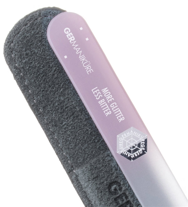 'MORE GLITTER LESS BITTER ' Genuine Czech Crystal Glass Nail File In Suede
