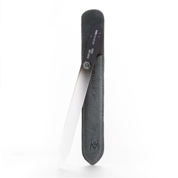 'BOOKS AND COFFEE' Genuine Czech Crystal Glass Nail File in Suede