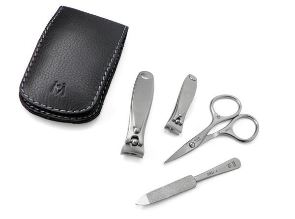 4pcs Pedicure Travel Kit German FINOX® Surgical Stainless Steel: Toenail Clippers, Fingernail Clippers, Scissors and Nails File