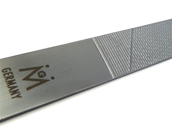 GERMANIKURE Triple Cut Metal Nail File in Leather Case, Made in Solingen Germany with FINOX® Surgical Stainless Steel, f15