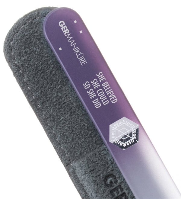 'SHE BELIEVED SHE COULD SO SHE DID' Genuine Czech Crystal Glass Nail File in Suede