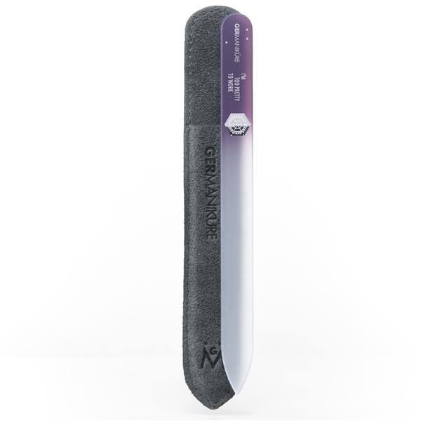 'I'M TOO PRETTY TO WORK' Genuine Czech Crystal Glass Nail File in Suede