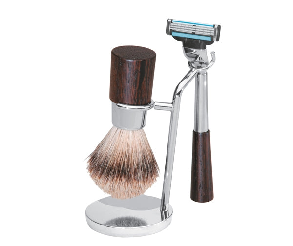 Deluxe Shaving Set with Palissandre d'Afrique Wood Handles by Erbe, Germany