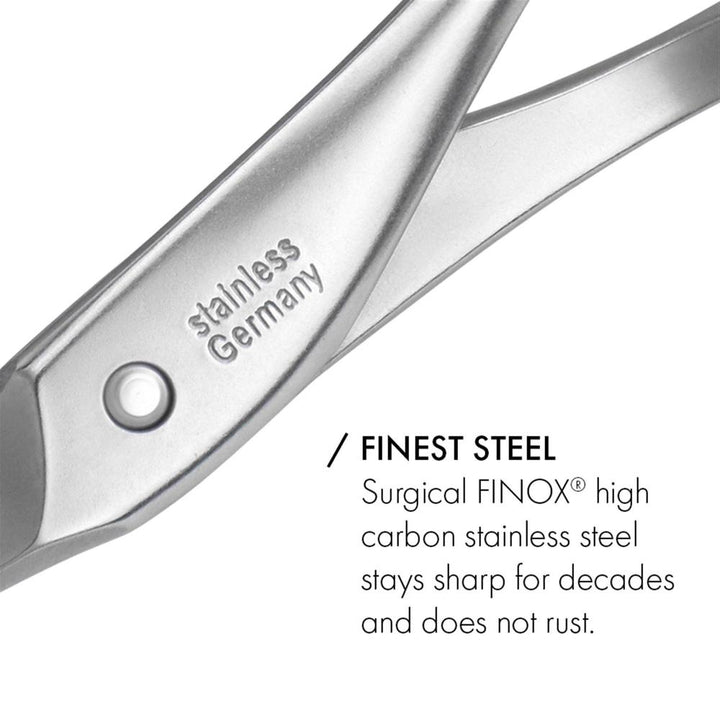 GERMANIKURE 8pcs Set FINOX® Surgical Stainless Steel: Clippers, Cuticle Nippers, Scissors, Tweezers, Nails File Implements