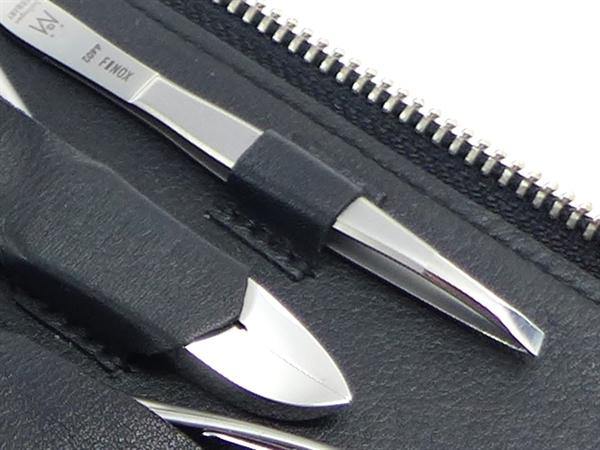 8pcs Manicure Nail Care Set German FINOX® Surgical Stainless Steel: Cuticle Nippers, Scissors, Tweezers, and Glass File