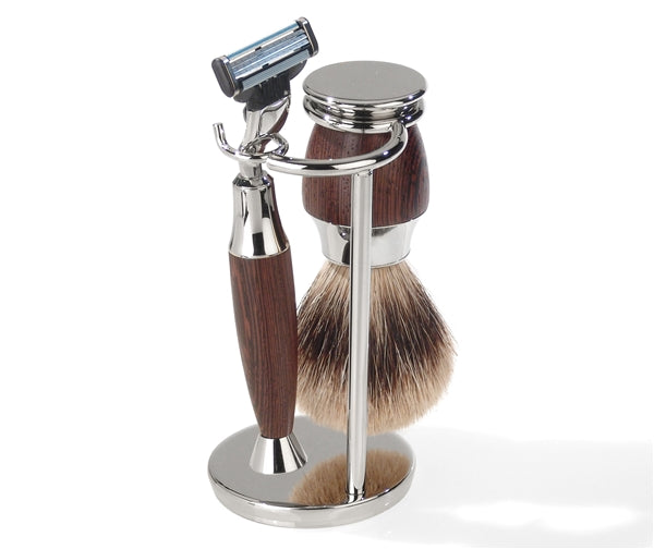 Luxury Shaving Set with Silvertip Badger Brush and Wedge Wood Handles by Erbe - Germany