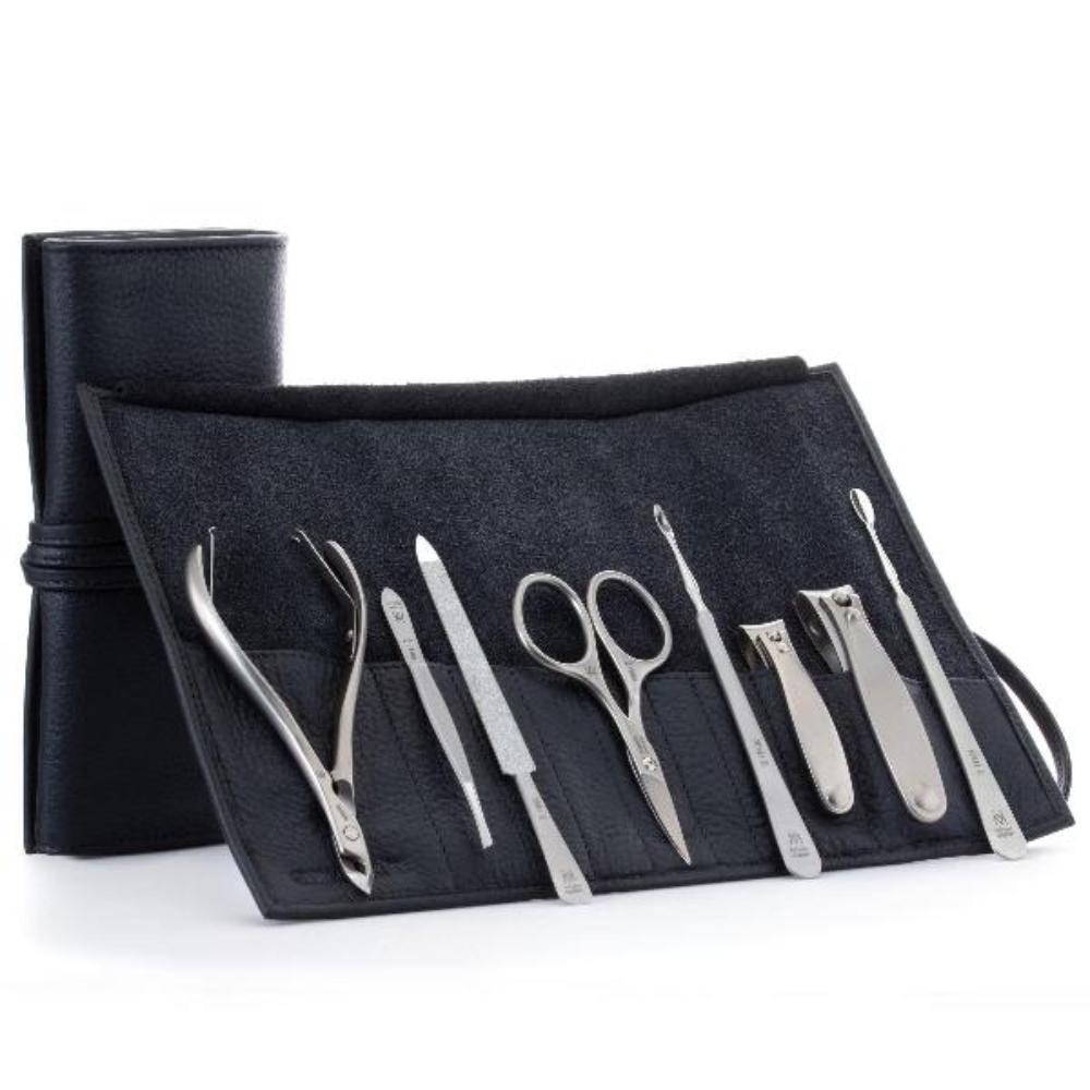 GERMANIKURE 8pcs Set FINOX® Surgical Stainless Steel: Clippers, Cuticle Nippers, Scissors, Tweezers, Nails File Implements