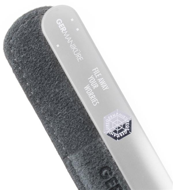 'FILE AWAY YOUR WORRIES' Genuine Czech Crystal Glass Nail File in Suede