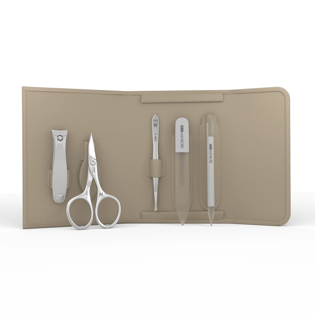 5 Piece Manicure Set in in Magnet Case: Small Clipper, Combination Scissor, Tweezer, Travel File, and Cuticle Stick