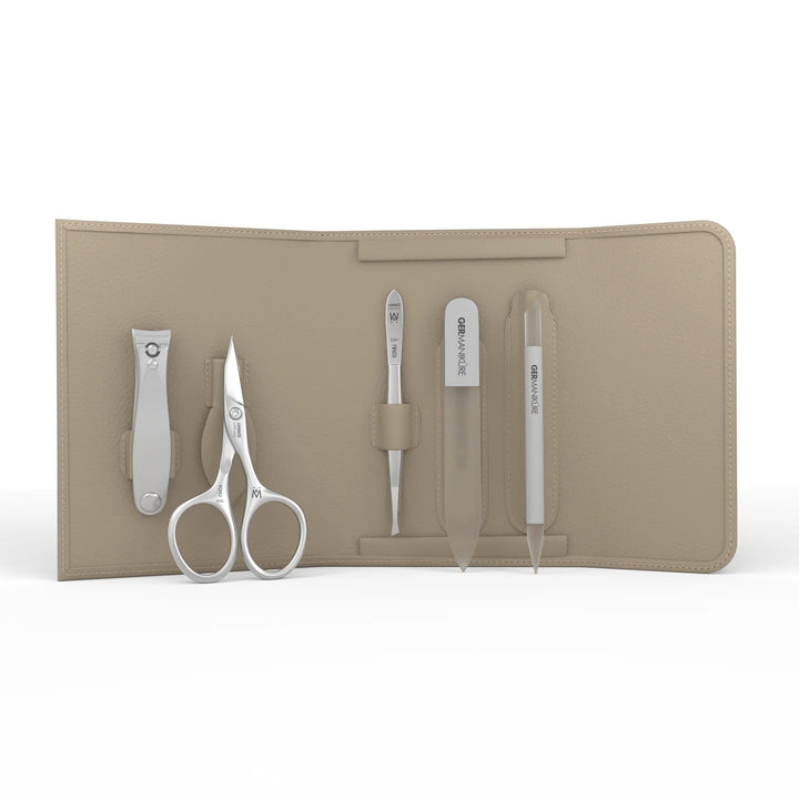 5 Piece Manicure Set in in Magnet Case: Small Clipper, Combination Scissor, Tweezer, Travel File, and Cuticle Stick