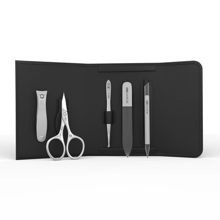 5 Piece Manicure Set in in Magnet Case: Small Clipper, Combination Scissor, Tweezer, Travel File, and Cuticle Stick