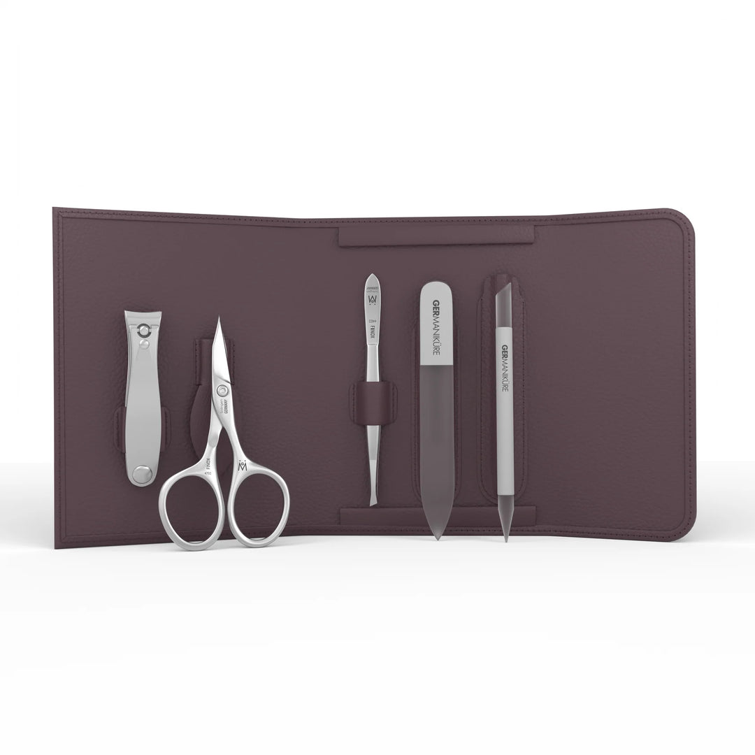 5 Piece Manicure Set in in Magnet Case: Small Clipper, Combination Scissor, Tweezer, Travel File, and Cuticle Stick