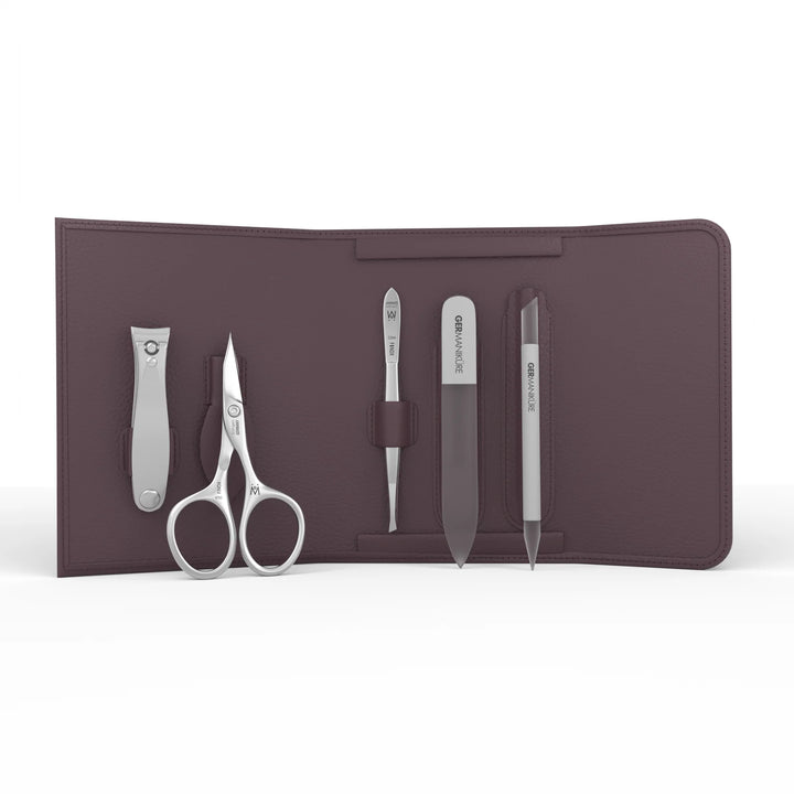 5 Piece Manicure Set in in Magnet Case: Small Clipper, Combination Scissor, Tweezer, Travel File, and Cuticle Stick