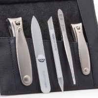 GERMANIKURE 6-teiliges Maniküre-Set Im Lederetui – Finox Edelstahl, Glasfeilen, Made In Germany