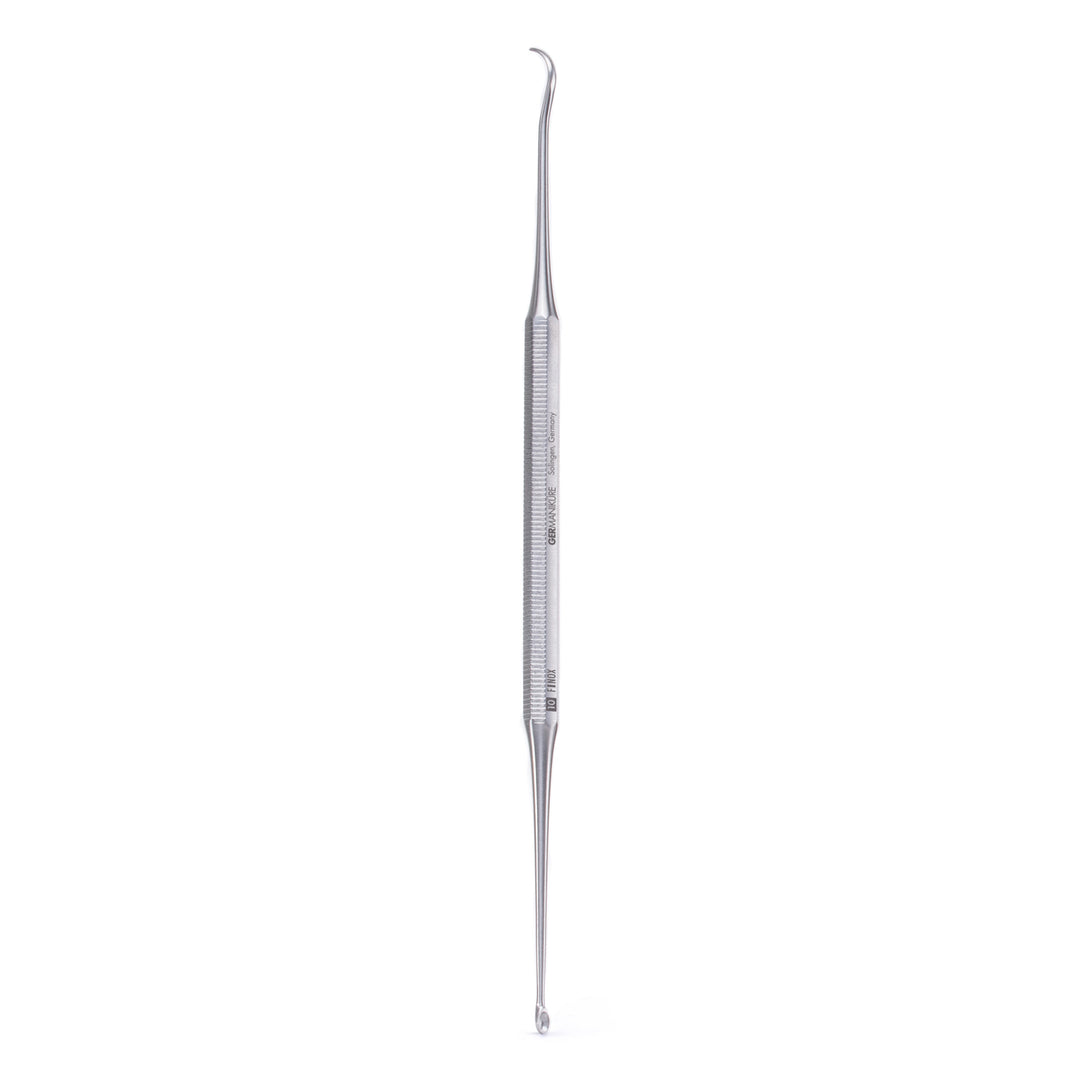 GERMANIKURE Double Sided Nail Curette Manicure Implement in Leather Case, Made in Solingen Germany
