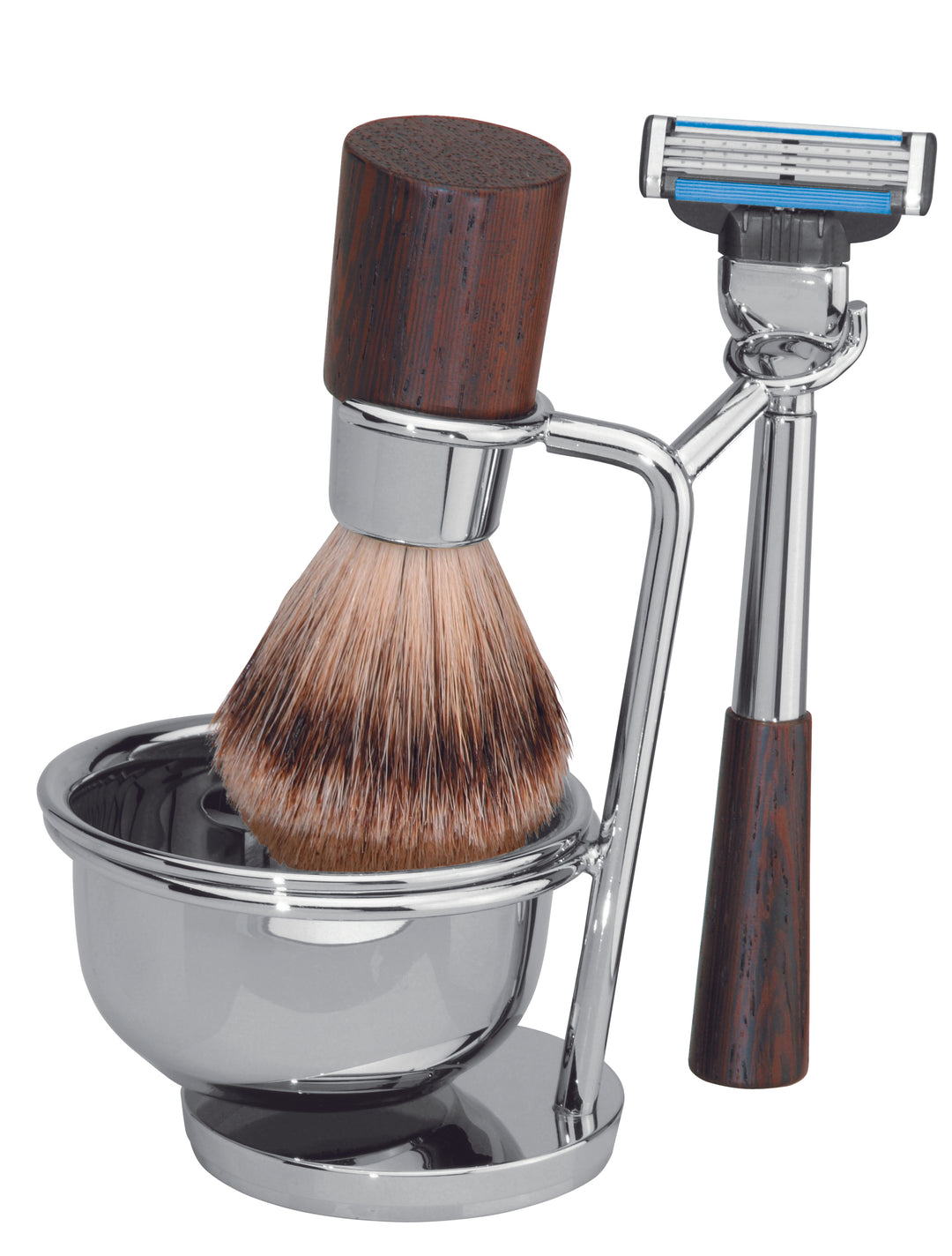 Luxury Shaving Set with Silvertip Badger Brush and Wedge Wood Handles by Erbe, Germany