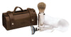 Travel Shaving Set in Brown Leather Case by Erbe, Germany