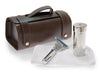 Travel Shaving Set in Brown Leather Case by Erbe, Germany