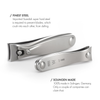 3pcs Travel Manicure Set - German FINOX® Surgical Stainless Steel: Fingernail Clipper, Toenail Clipper, and Sapphire Nail File - Matte