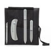 Crystal Glass Nail File Set in Leather Case, Made in Czech Republic - Nail File, Guided Moon File, Glass Cuticle Remover & Pusher