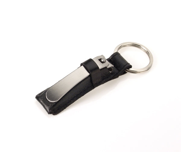 Stainless Steel Nail Clippers in Leather Keychain Case with Key Ring by Timor, Germany