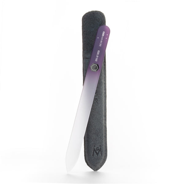 'REBEL BY FATE' Genuine Czech Crystal Glass Nail File in Suede - Purple