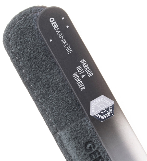 'WARRIOR NOT A WORRIER' Genuine Czech Crystal Glass Nail File in Suede
