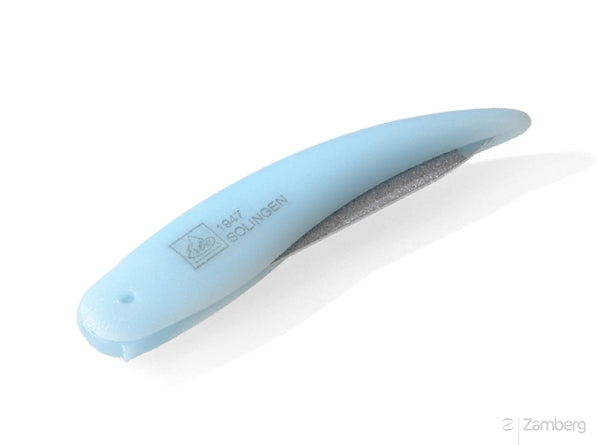 Sapphire Double-Sided Medium/Fine Pocket Foldable Nail File with Blue Pastel Handle by Erbe, Germany