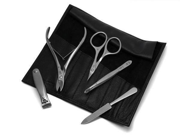 5pcs Manicure Set German FINOX® Surgical Stainless Steel: Nissors, Nail Clippers, Cuticle Scissors, Tweezers and Nails File
