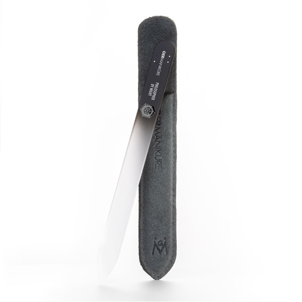 'PHILOSOPHER BY NIGHT' Genuine Czech Crystal Glass Nail File in Suede - Black