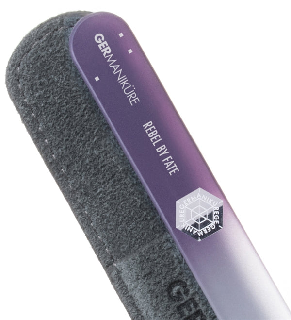 'REBEL BY FATE' Genuine Czech Crystal Glass Nail File in Suede - Purple