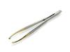 Nickel Plated High Carbon Steel Gold Tipped Slanted Tweezers by Niegeloh, Germany