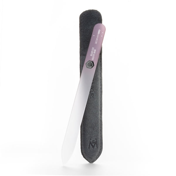 'MORE GLITTER LESS BITTER ' Genuine Czech Crystal Glass Nail File In Suede